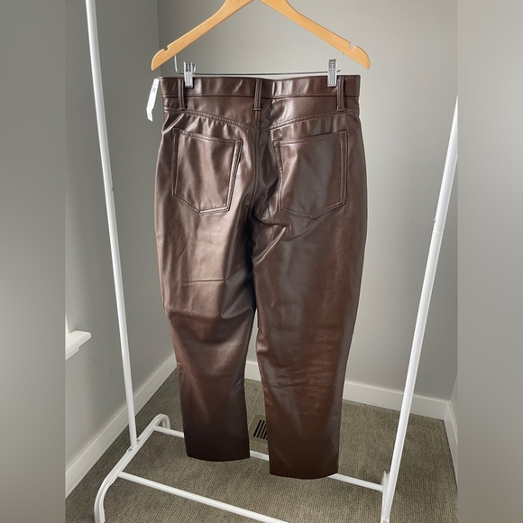 Curve Love Ultra High Rise 90s Straight Pant - Brown Vegan Leather, Size 14 NWT - Picture 3 of 5